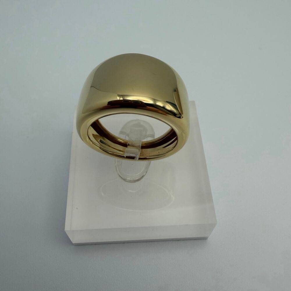 14K Yellow Gold Dome Ring Chunky Statement Band Hollow Core Minimalist Size 9.5